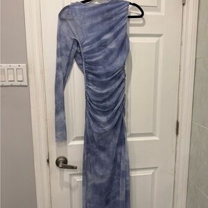 ZARA Elegant Blue Ruched Dress